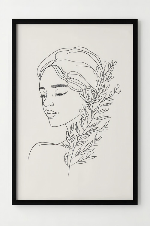 Minimalist Çizgisel Kadın Figürlü Çerçeveli Poster - Modern Dekorasyon Sanatı