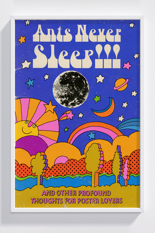 Renkli Retro Tasarım Ahşap Çerçeveli Poster – Ants Never Sleep Motivasyonlu Duvar Dekoru