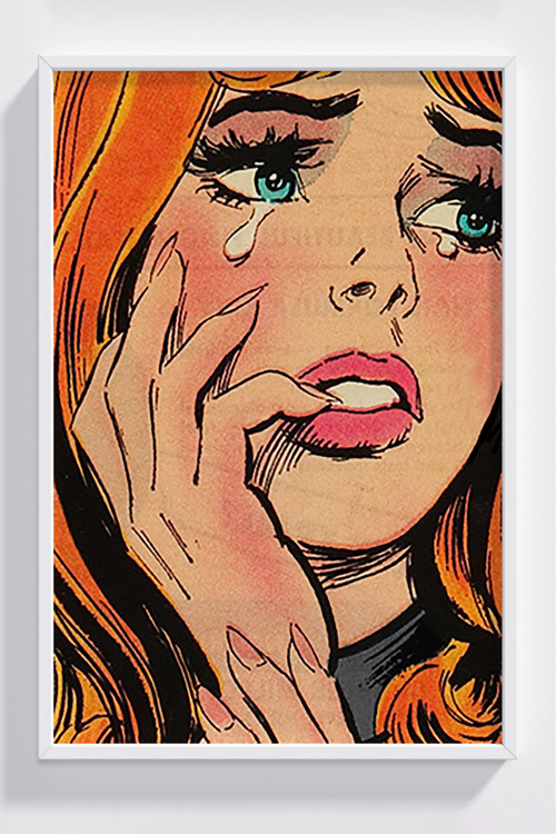Çerçeveli Pop Art Ağlayan Kadın Dekoratif Poster