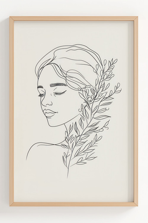 Minimalist Çizgisel Kadın Figürlü Çerçeveli Poster - Modern Dekorasyon Sanatı
