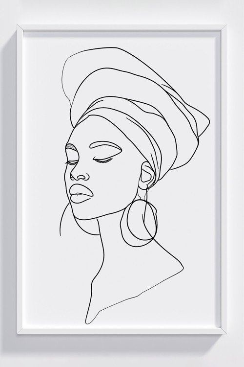 Minimal Siyah Beyaz Kadın Portresi Çerçeveli Modern Poster