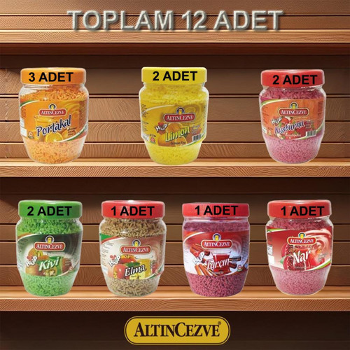 Granül Oralet 12'li Paket 300Gr x 12 Adet (Portakal,Limon,Kuşburnu,Kivi,Elma,Nar,Tarçın)