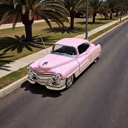 Pembe 1953 Cadillac Serıes 62 Coupe Diecast Çek Bırak Model Araba