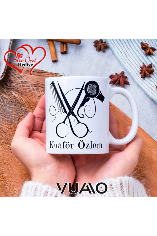 Kuaför Özel İsimli Kupa Bardak, Kişiye Özel Hediye Kupa Bardağı, Kuaförlere Özel Baskılı Kupa Bardak