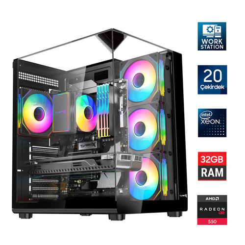 Xeon E5 2650 v3 Server İşlemcili 20 Çekirdek 32GB DDR4 1TB NVMe RX550 Workstation Oem Paket