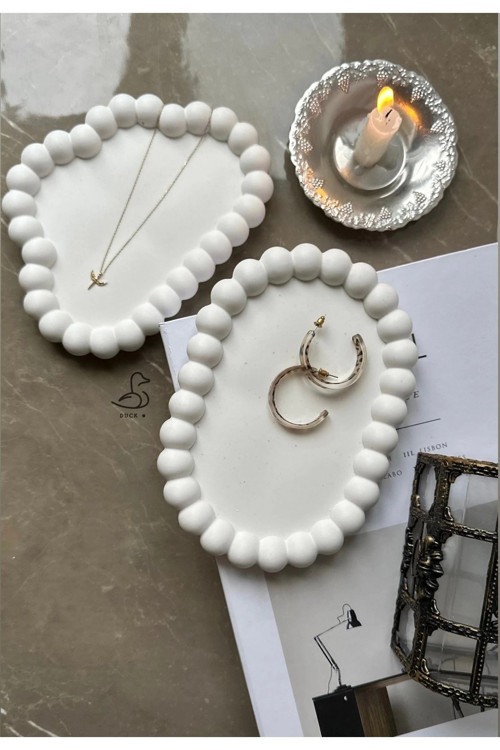 Bubble Oval Tabak Ve Bulut Dekoratif Tabak 4’lü