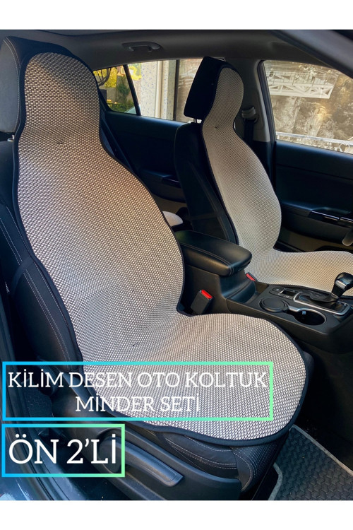 Kilim Dokuma Terletmez %100 Pamuk Oto Koltuk Minder Seti 2'Li (Bej)
