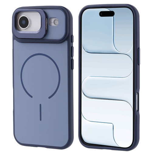 iPhone 17 Air Kılıf M-safe Şarj Özellikli Kamera Standlı MKST Notron Kapak - Lacivert