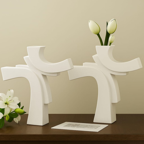 Asimetrik Form Beton Vazo – Minimal & Sanatsal Dekor 2 Li