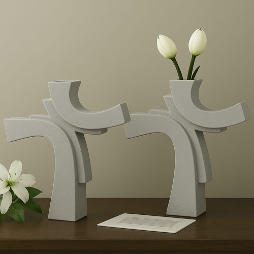 Asimetrik Form Beton Vazo – Minimal & Sanatsal Dekor 2 Li