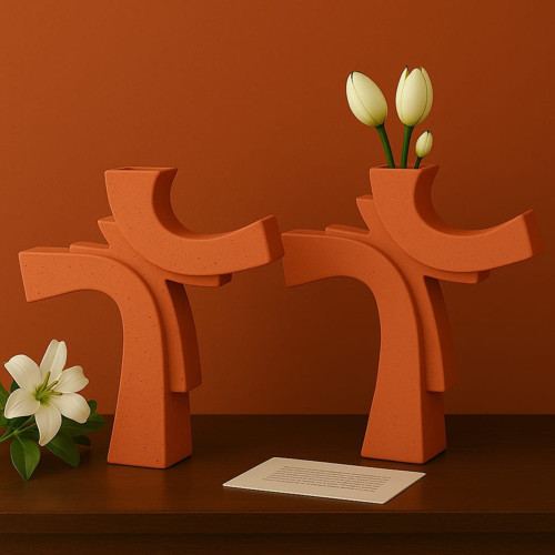 Asimetrik Form Beton Vazo – Minimal & Sanatsal Dekor 2 Li