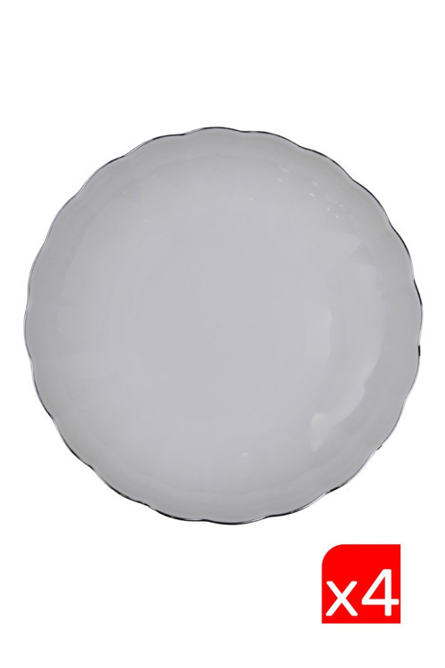 Bone Luz Platin Fileli Çukur Tabak 20cm 4 lü