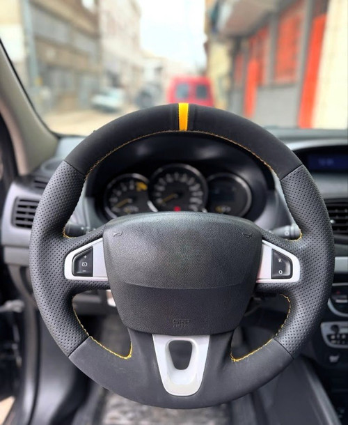 Fluence Megane 3 Scenic Direksiyon Kılıfı Araca Özel SARI Yüzüklü