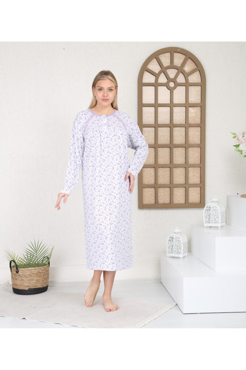 Mevsimlik Pamuklu Çok Bol Kesim Geniş Kalıp Uzun Kollu Anne Gecelik