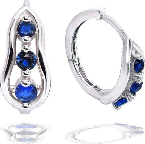 Safir Taşlı Diamond Simple Style Halka Kadın Gümüş Küpe 17 MM