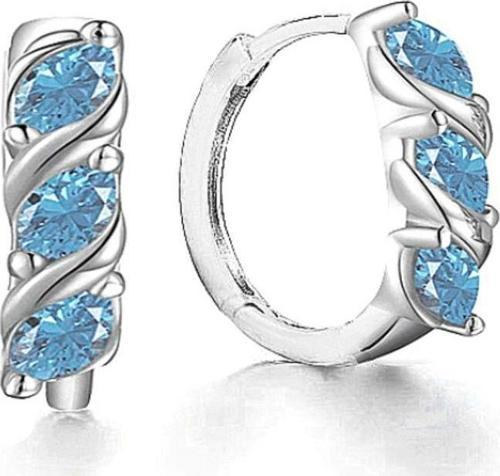 Aquamarin Marquise Diamond Night Halka Kadın Gümüş Küpe 17 MM