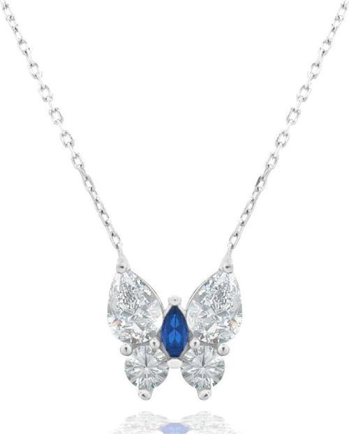 Safir Işıltılı Diamond Sevgi Kelebeği Kadın Gümüş Kolye