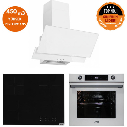 Hira Elektrikli Vitroseramik Turbo Beyaz Dijital Ankastre Set ( FM3301 + V6-04 + FM7701)