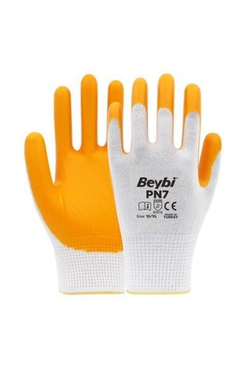 Pn7 Nitril Sarı Beyaz Eldiven No10 ( 12 Çift )