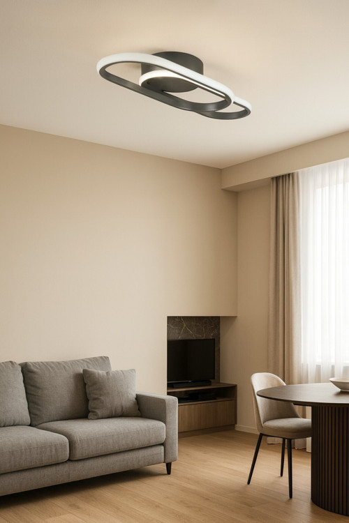 Zzez Gri Renk Modern Tasarım Beyaz Ledli Cafe - Mutfak - Salon 2 Li Led Avize