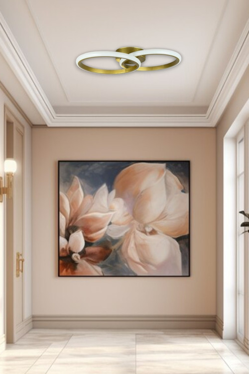 Jolly Modern Tasarım Eskitme Renk Salon - Mutfak - Hol Beyaz Led 2 Li Avize