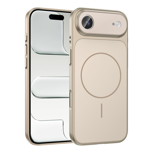 iPhone 17 Air Kılıf Zore M-Safe Şarj Özellikli Kamera Korumalı Formen Kapak - Gold