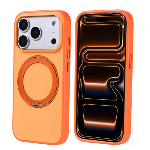 iPhone 17 Pro Kılıf M-Safe Şarj Özellikli Standlı Zore Proton Silikon Kapak - Turuncu