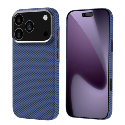 iPhone 17 Pro Kılıf M-safe Şarj Özellikli Karbon Fiber Görünümlü Zore Nekst Kapak - Lacivert