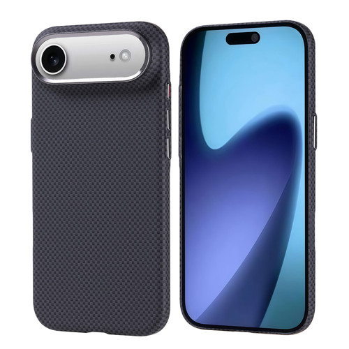 iPhone 17 Air Kılıf M-safe Şarj Özellikli Karbon Fiber Görünümlü Zore Nekst Kapak - Siyah