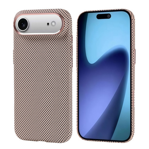 iPhone 17 Air Kılıf M-safe Şarj Özellikli Karbon Fiber Görünümlü Zore Nekst Kapak - Gold