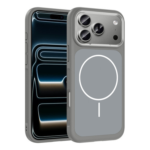 iPhone 17 Pro Max Kılıf M-Safe Şarj Özellikli Metal Kamera Çerçeveli Zore Sanremo Silikon Kapak - Gr