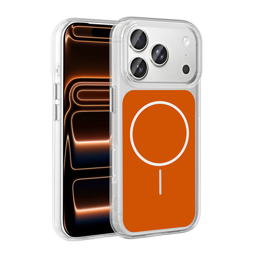 iPhone 17 Pro Max Kılıf Metal Buton Tasarımlı Zore İkonik Sert Silikon Kapak - Turuncu