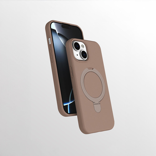 iPhone 15 Kılıf M-safe Şarj Özellikli Standlı Zore Samara Kapak - Desert Gold
