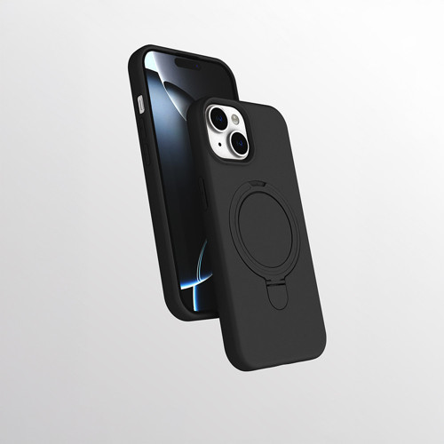iPhone 15 Kılıf M-safe Şarj Özellikli Standlı Zore Samara Kapak - Siyah