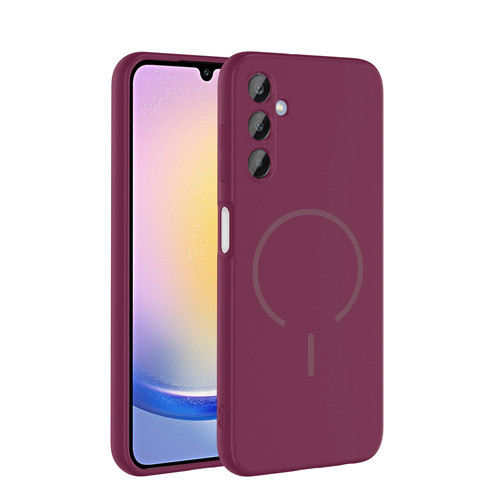 Galaxy A25 Kılıf M-safe Şarj Özellikli Zore Meta Kapak - Mürdüm