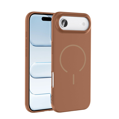 iPhone 17 Air Kılıf M-safe Şarj Özellikli Zore Meta Kapak - Kahverengi