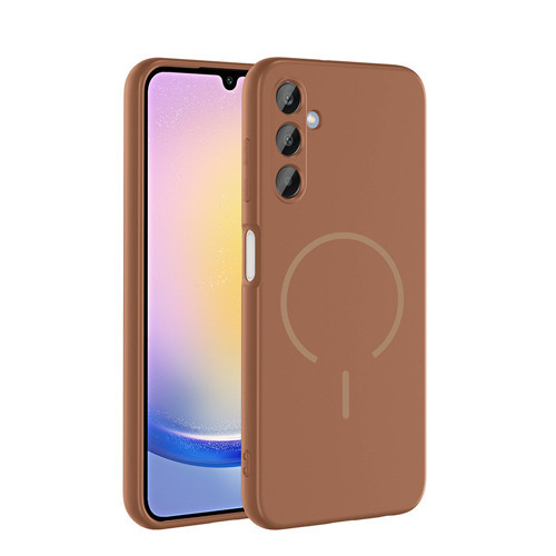 Galaxy A25 Kılıf M-safe Şarj Özellikli Zore Meta Kapak - Kahverengi