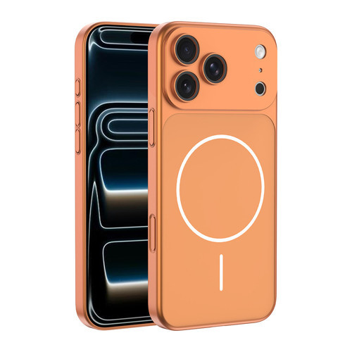 iPhone 17 Pro Max Kılıf Zore M-Safe Şarj Özellikli Kamera Korumalı Spark Kapak - Turuncu