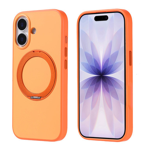 iPhone 17 Kılıf M-Safe Şarj Özellikli Standlı Zore Proton Silikon Kapak - Turuncu