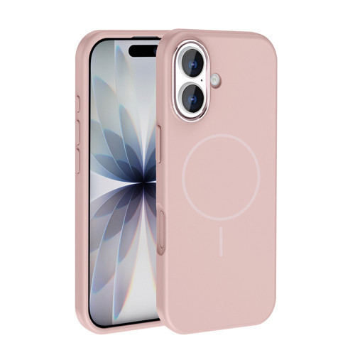 iPhone 17 Kılıf M-Safe Şarj Özellikli Metal Kamera Çerçeveli Zore Edi Silikon Kapak - Rose Gold