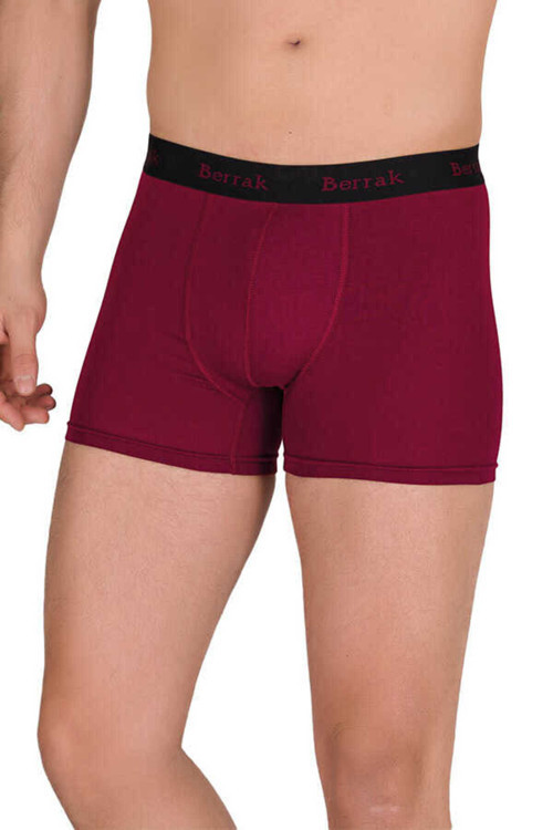 Berrak Erkek 2'Li Bordo Modal Kalın Kemerli Likralı Boxer-Short-Külot Berrak / 4476