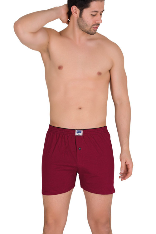 Erkek Bordo 2'Li Renkli Boxer Short