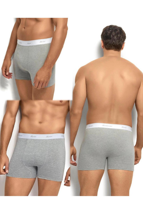 Erkek 3'Lü Erkek Gri Melanj Pamuklu Likralı Boxer / 156