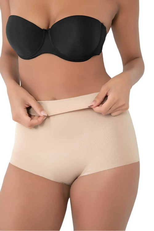 2 Adet Lazer Kesim (1 Adet Siyah - 1 Adet Ten) 2 Beden İncelten İz Yapmaz Silikonlu Slip Korse /3005