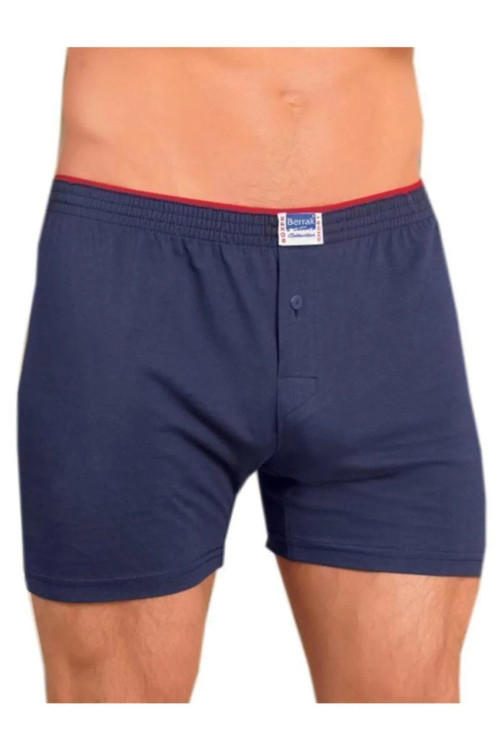 Berrak Erkek 3'Lü Lacivert Renk Geniş Kesim % 100 Pamuklu Düğmeli Boxer-Short-Külot Berrak / 1099