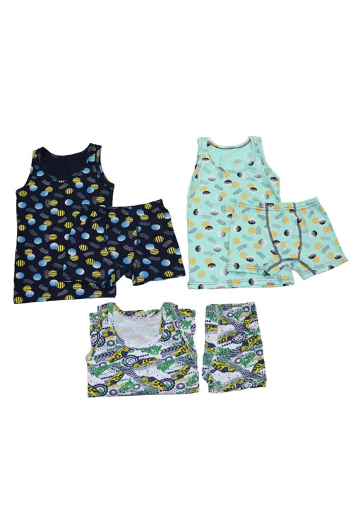 Erkek Çocuk 3'Lü Boxer Külot Atlet Takım