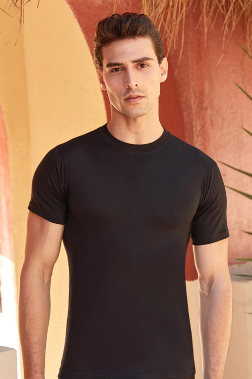 Berrak Erkek 6'Lı Siyah 0 Yaka Yarım Kollu % 100 Pamuklu Fanila Berrak / 1005