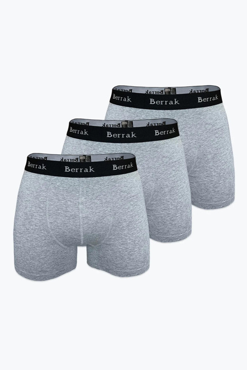Berrak Erkek 3'Lü Gri Renk Modal Kalın Kemerli Likralı Boxer-Short-Külot Berrak / 4476