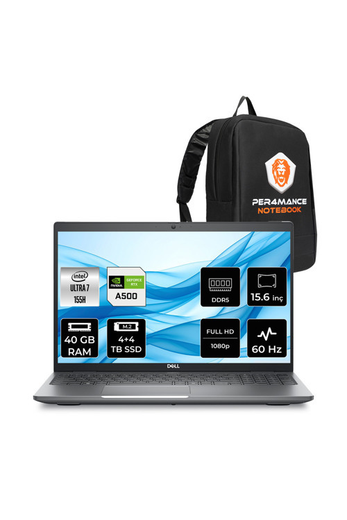 Precision 3591 Ultra 7 155H 40GB 4TB+4TB SSD RTX A500/4GB 15.6" FHD FDOS Workstation & Çanta
