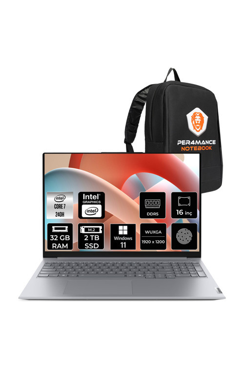 ThinkBook 16 G8 Core 7 240H 32GB 2TB SSD 16" FHD+ W11P Taşınabilir Bilgisayar & PER4 Çanta